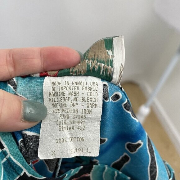 Hilo Hattie Hawaiian Faux Wrap Sun Dress Birds of Paradise Leaf Floral size XS - Picture 7 of 7